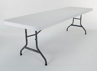 8 ft Commercial Rectangular Folding Table for $13.00 each.